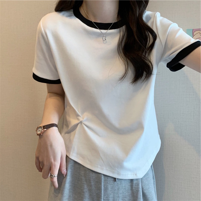 Áo thun nữ SUXI tay ngắn cổ tròn màu trơn dễ phối đồ thời trang mùa hè
