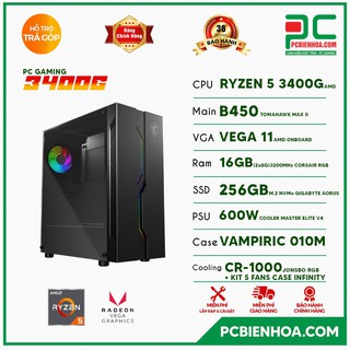 Bộ máy tính 3400G B450 16G 256G 600W Mới chính hãng 36T