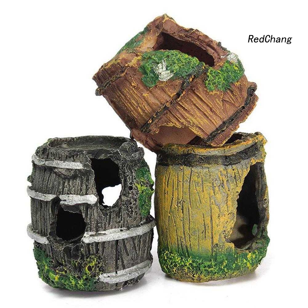 Aquarium Resin Craft Barrel Shrimp Hiding Landscaping Fish Tank Ornament Decor