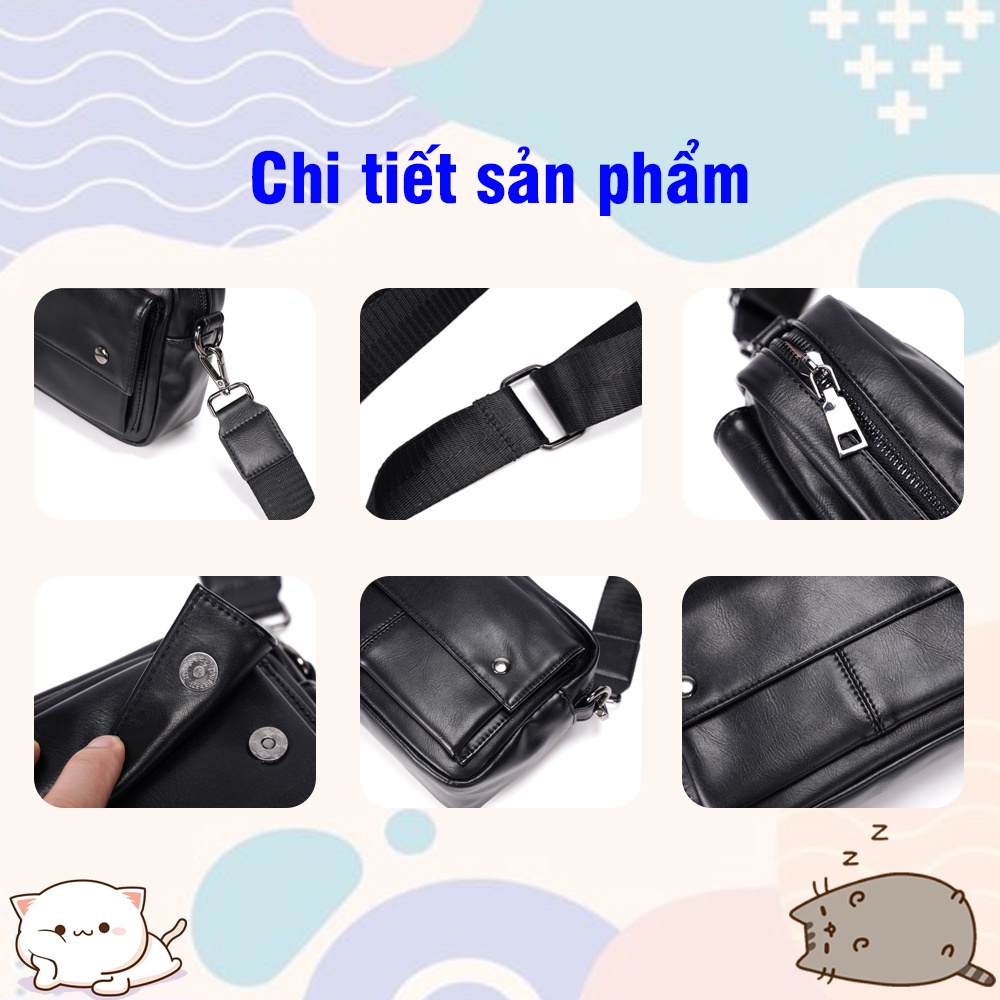 Túi Đeo Chéo Nam Da PU Cao Cấp Chống Nước, Đi Học, Đi Chơi Thời Trang Hàn Quốc Sang Trọng Arhi Shop