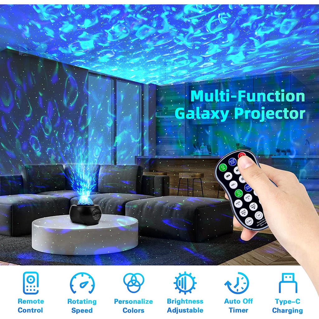 Đèn Led M1 Chiếu Sao Mây Thiên Hà Kiêm Loa Bluetooth - Đèn Ngủ Laser Galaxy Mẫu Mới Điều Khiển Qua App