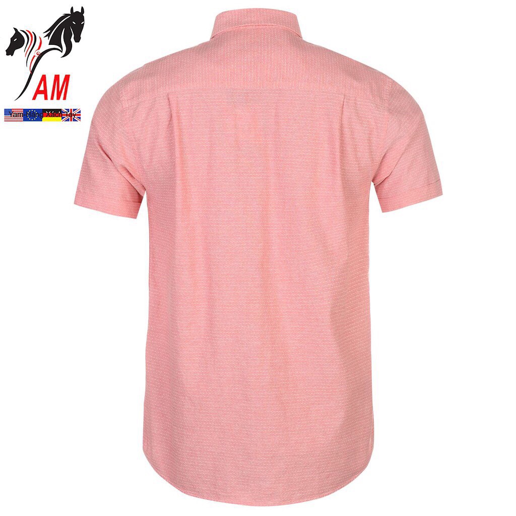 [100% Cotton - Sale] Áo Sơ mi Nam Pierre Cardin Dobby Short Sleeve Shirt (Coral - Size EU - UK)