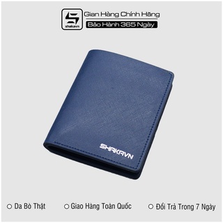 Ví nam mini cầm tay nhỏ gọn đựng thẻ dáng đứng da bò thật Shakavn SMB202