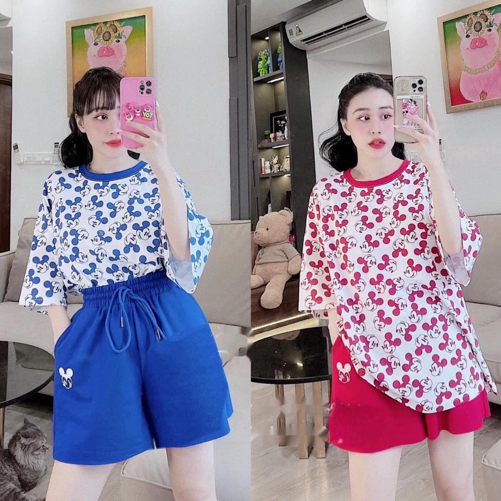 Đồ bộ nữ mặc nhà chất liệu vải thun Cotton 100%, 3 size, 45-80kg vừa, PD212