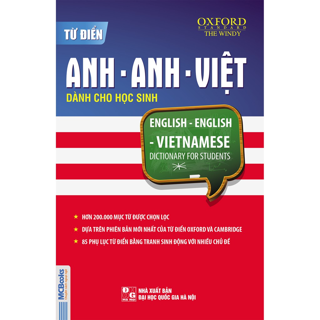 Sách - Từ điển Anh – Anh- Việt dành cho học sinh Tặng Kèm 80 Phụ Lục Bằng Tranh