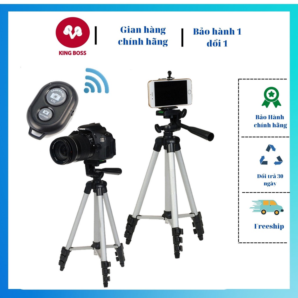 Gậy chụp hình Tripod 3110, 3120 tặng túi dây rút và kẹp điện thoại máy ảnh chụp hình sản phẩm live tream kèm remote