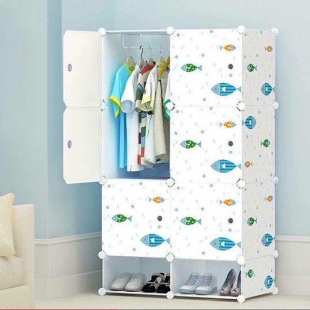 TỦ NHỰA LẮP RÁP ĐA NĂNG 6 Ô VÀ 2 Ô GIÀY ĐỂ ĐỒ THÔNG MINH sâu 47cm (tùy chọn mẫu)