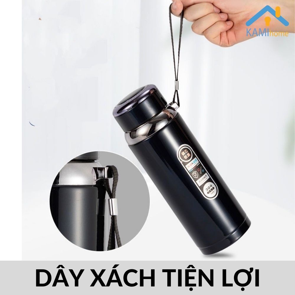 Bình nước giữ nhiệt lạnh và nóng nắp có màng lọc cỡ 800-1000ml inox 3 lớp mã 22048