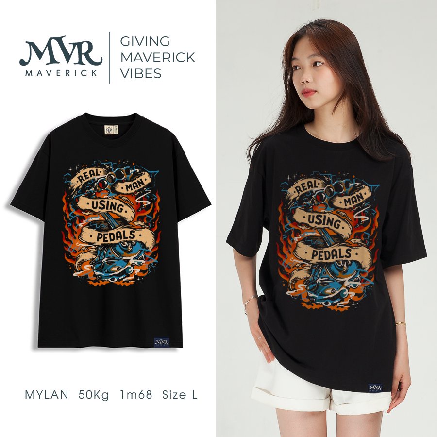 Áo phông thun Cotton phom rộng người đàn ông thực thụ sử dụng bàn đạp MVR size rộng tee Mỹ BB4291