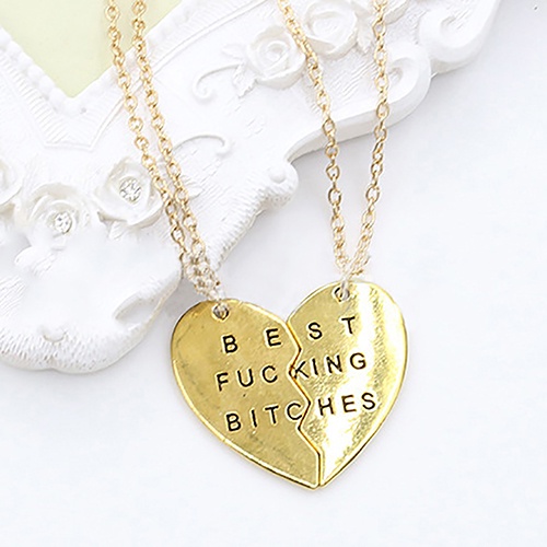 Set 2 vòng cổ Tình Bạn Mặt Trái Tim Khắc Chữ Bff