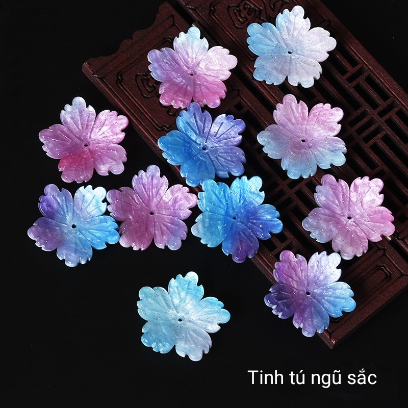 1 Phiến hoa đúc Resin nhại xà cừ hình Hoa Mẫu Đơn lớn - Phụ kiện nguyên liệu làmtrang sức cổ trang