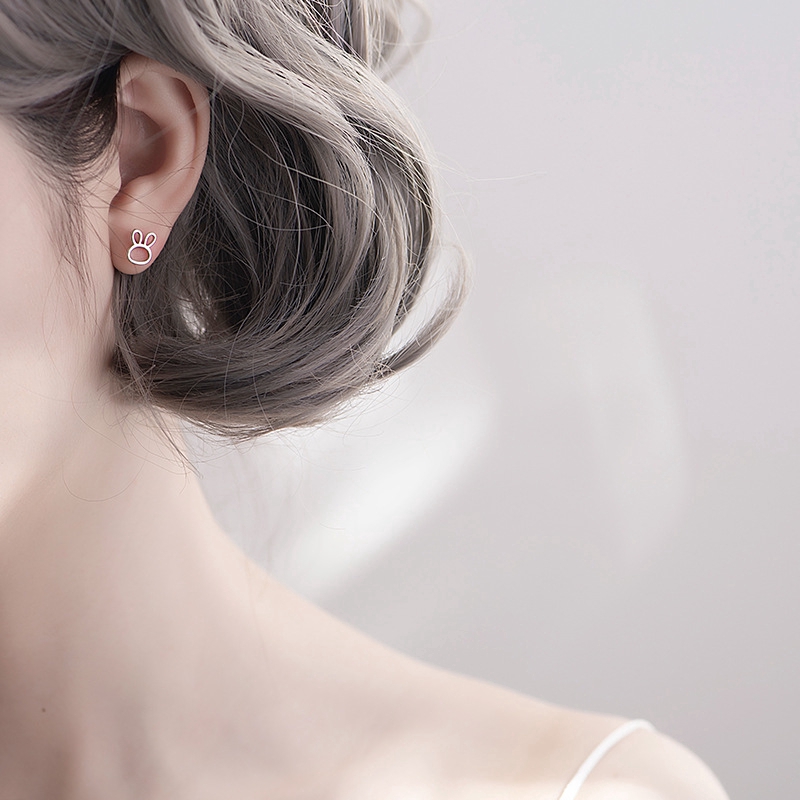 Bông tai bạc hình thỏ dễ thương đơn giản dành cho nữ