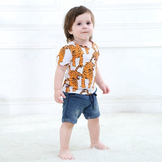 Áo cho bé trai T Shirt bông Tops Tiger Printing Kids Shirt