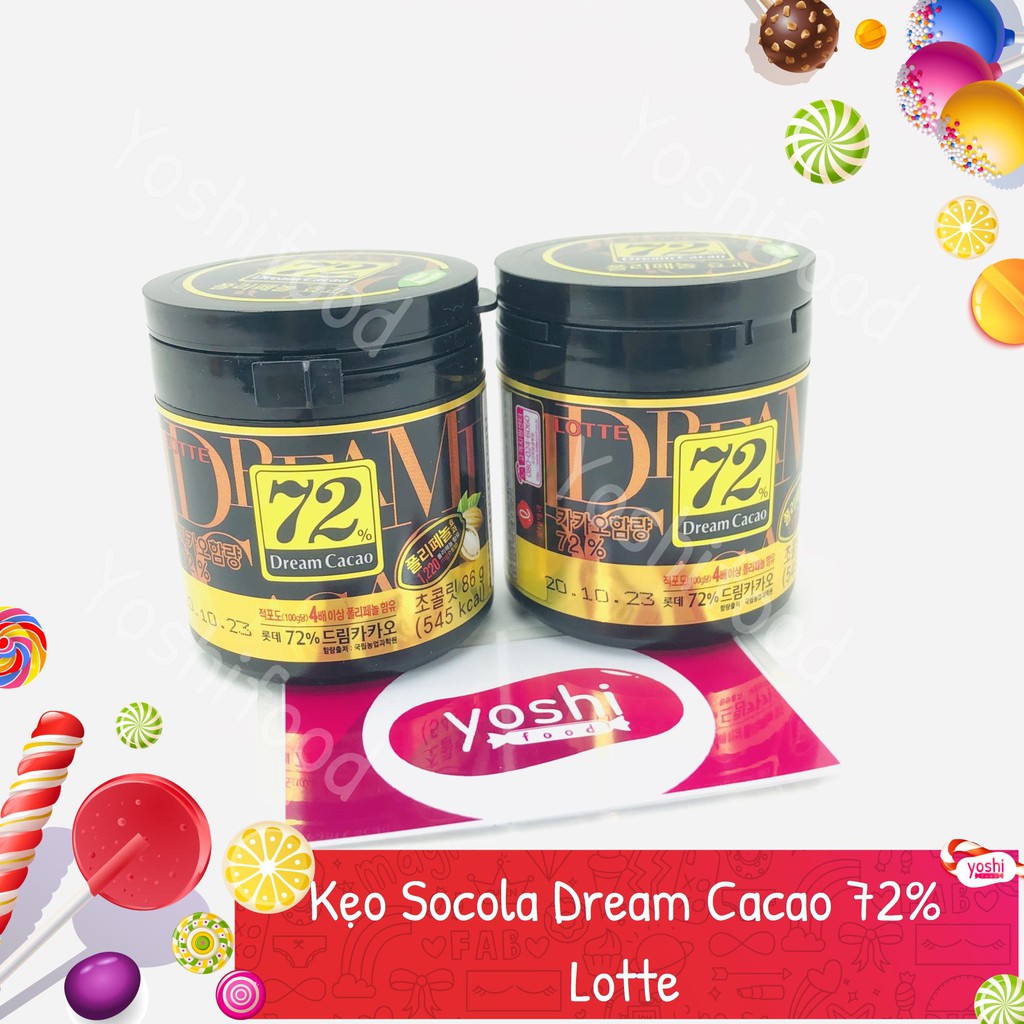 [2 LOẠI] Chocolate Đắng Lotte Dream Cacao hủ 86gr