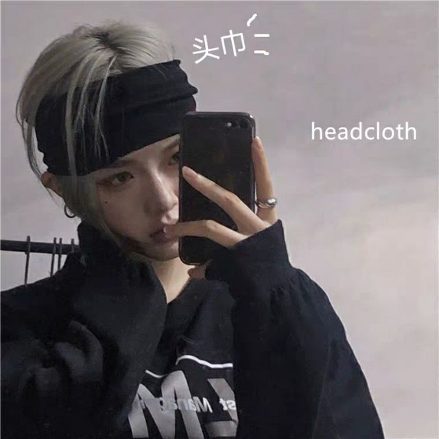 Băng đô đen trơn unisex ulzzang hip hop