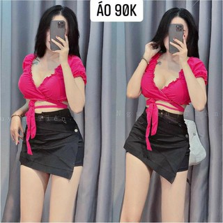 Áo kiểu cột dây lèm mud ngực