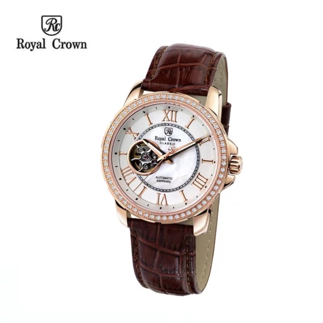 Đồng hồ nam Chính Hãng Royal Crown 8426ST-RG (Automatic) dây thép vỏ vàng hồng