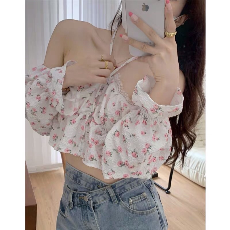 Áo hoa nhí tay phồng Quảng Châu cực xinh