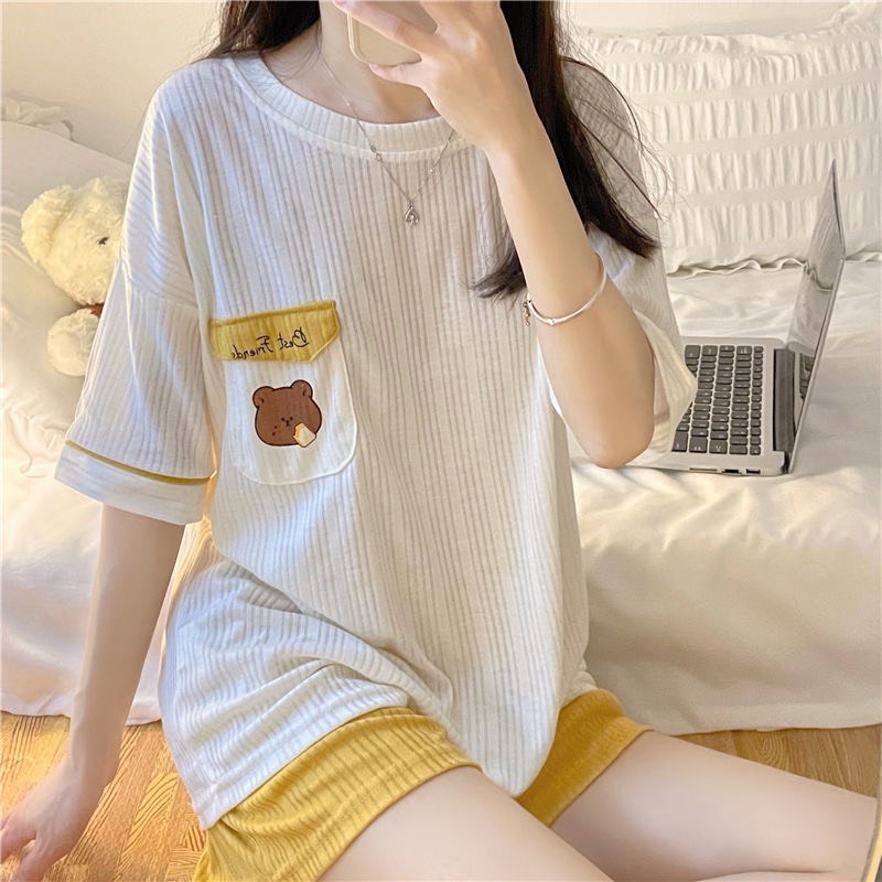 Bộ Mặc Nhà Chất Cotton Gân Siêu Mát Trẻ Trung Năng Động Hàng Order Taobao chất lượng giá ưu đãi