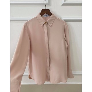 Áo sơmi trơn màu nude chất cotton pha lụa nude basic shirt Maxy Workshop