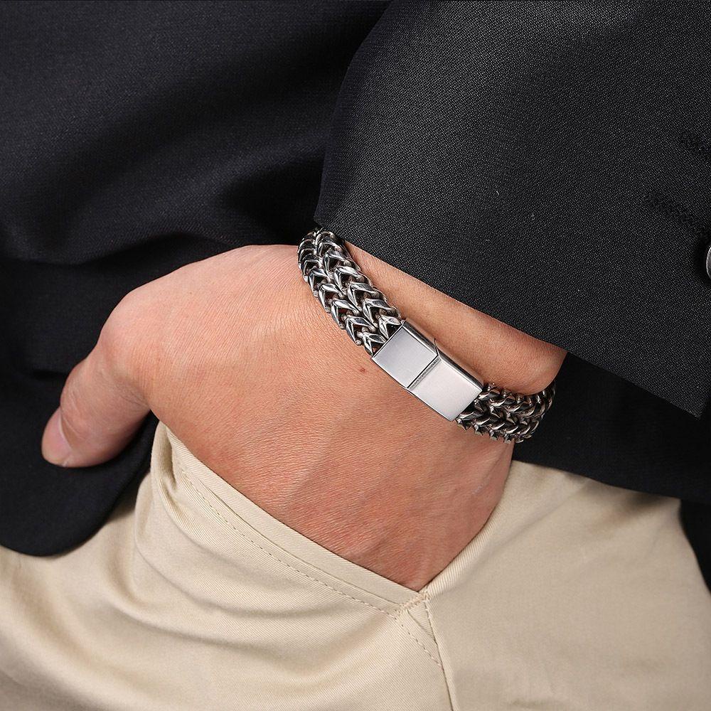 FORBETTER Vòng Tay Dây Xích Đôi Bằng Thép Titanium Phong Cách Hip Hop Hàn Quốc Cá Tính Dành Cho Nữ