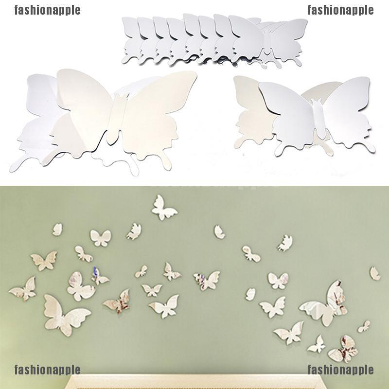Bộ 12 Miếng Dán Tường Tráng Gương Hình Bướm Độc Đáo