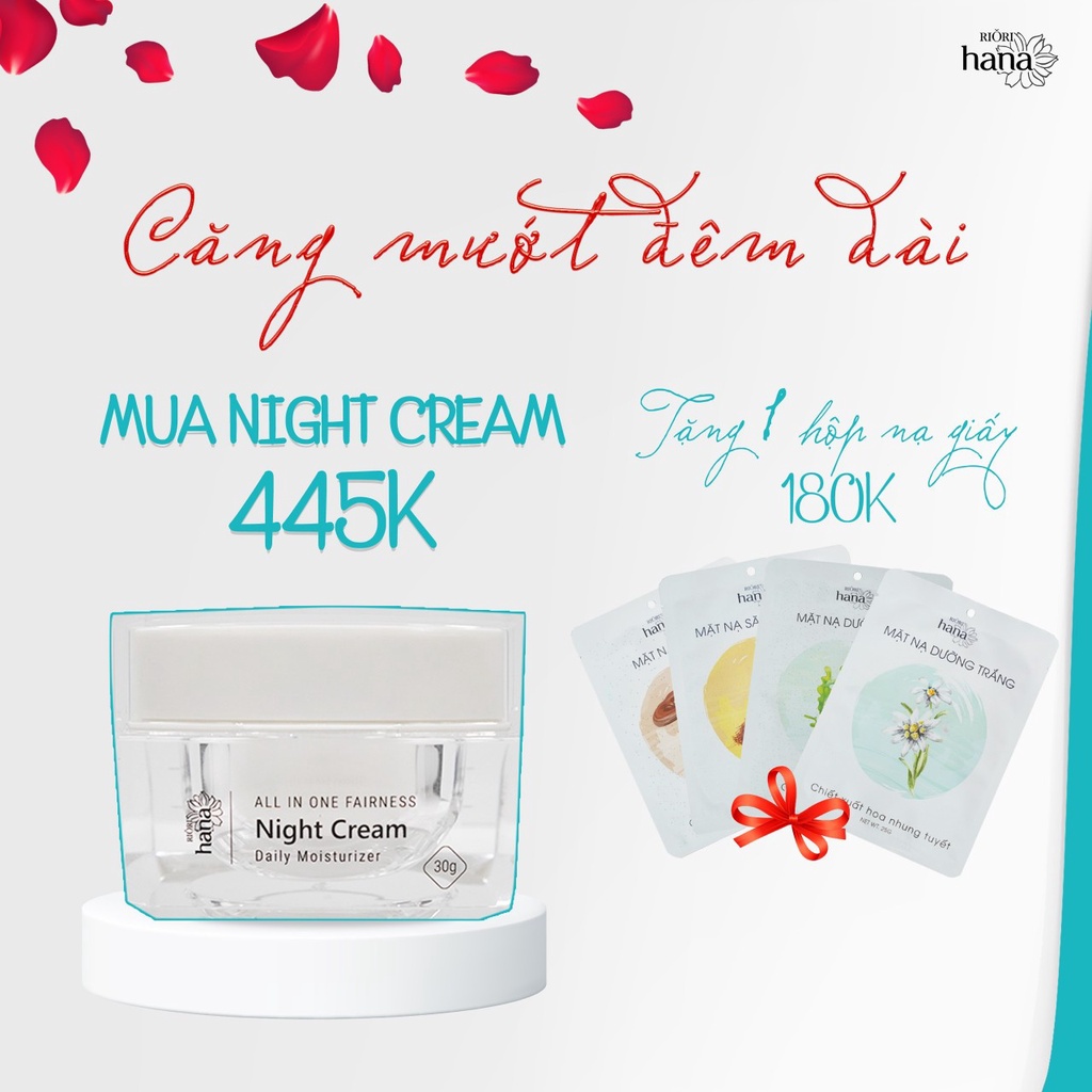 Kem Dưỡng Da Ban Đêm RIORI Night Cream 30g - Dưỡng Ẩm, Làm Trắng Da, Mờ Sạm, Hỗ Trợ Quá Trình Tái Tạo Da