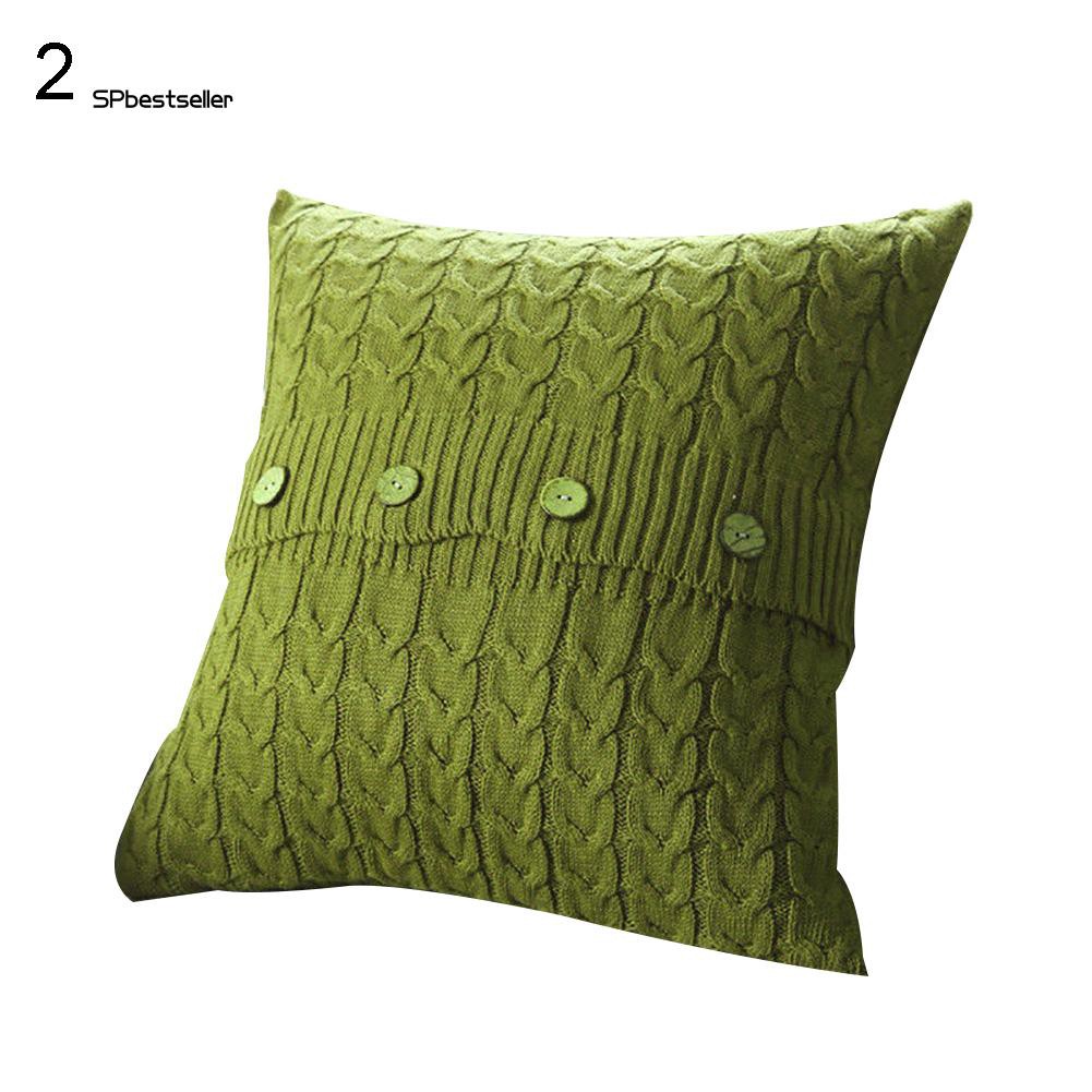 Vỏ gối vuông đan len liền mạch phong cách độc đáo