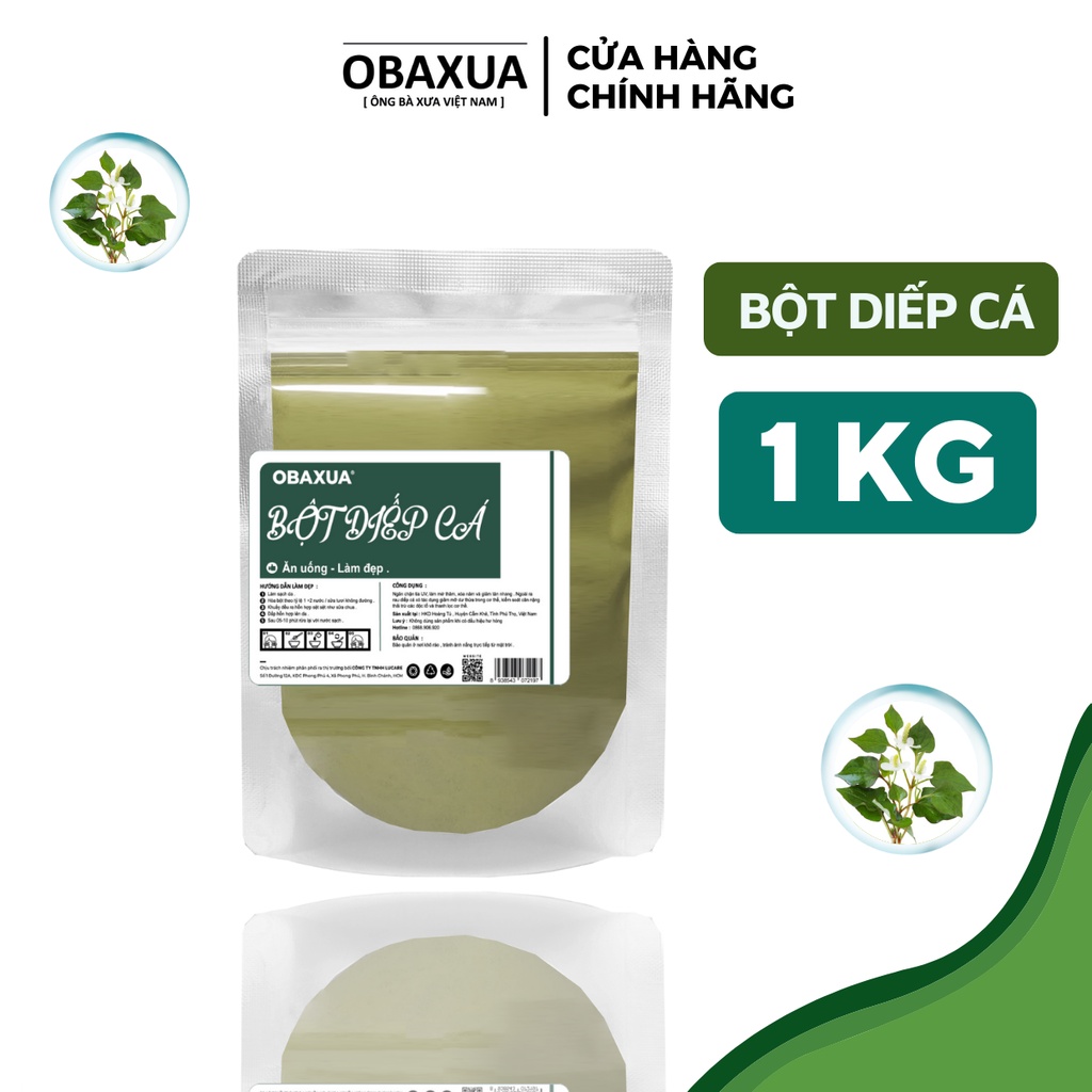 Bột Diếp Cá [1KG]  sấy lạnh 100% Organic , Mặt nạ diếp cá hữu cơ giảm mụn, trắng da, mờ thâm sạm