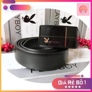 [FULL BOX LÓT LỤA - ẢNH THẬT] Thắt Lưng Nam Da Cao Cấp PLAYBOY Dây Nịt Nam Da Bò Màu Đen