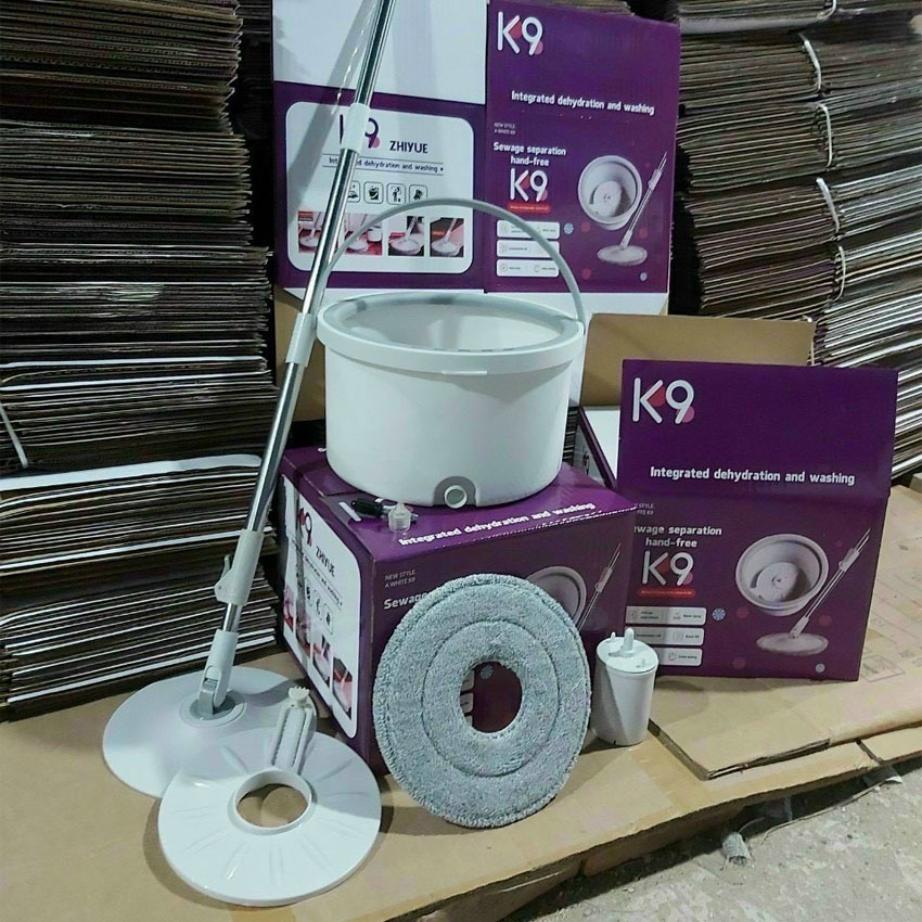 Bộ Cây Lau Nhà 360 Độ Tròn Thông Minh - Thùng Lau Nhà Dung Tích Lớn, Chổi Lau Sàn Chất Liệu Cao Cấp