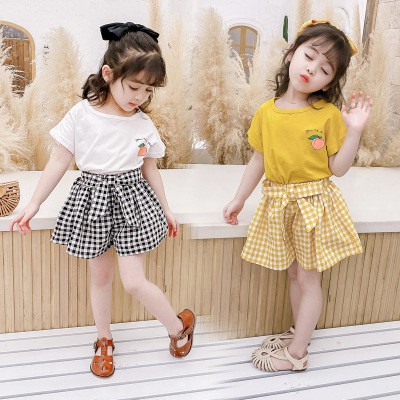 Bộ đồ coton tàu quần giả váy thô kẻ cho bé gái size 7-22kg(hàng đổ shop)