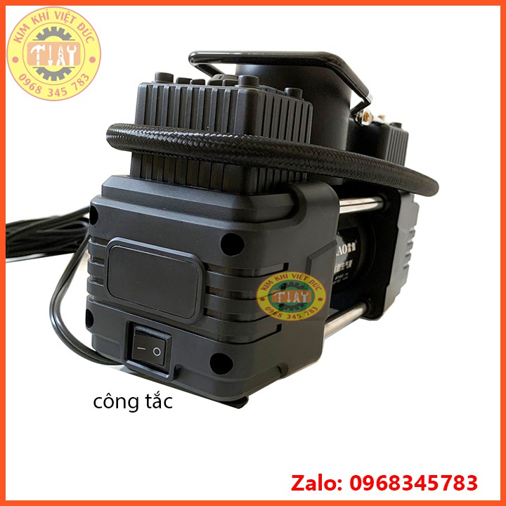 MÁY BƠM HƠI Ô TÔ 2 XI LANH CẮM TẨU Ổ 12V CÔNG SUẤT 180W - 100 PSI CÓ ĐÈN CHIẾU SÁNG BAN ĐÊM