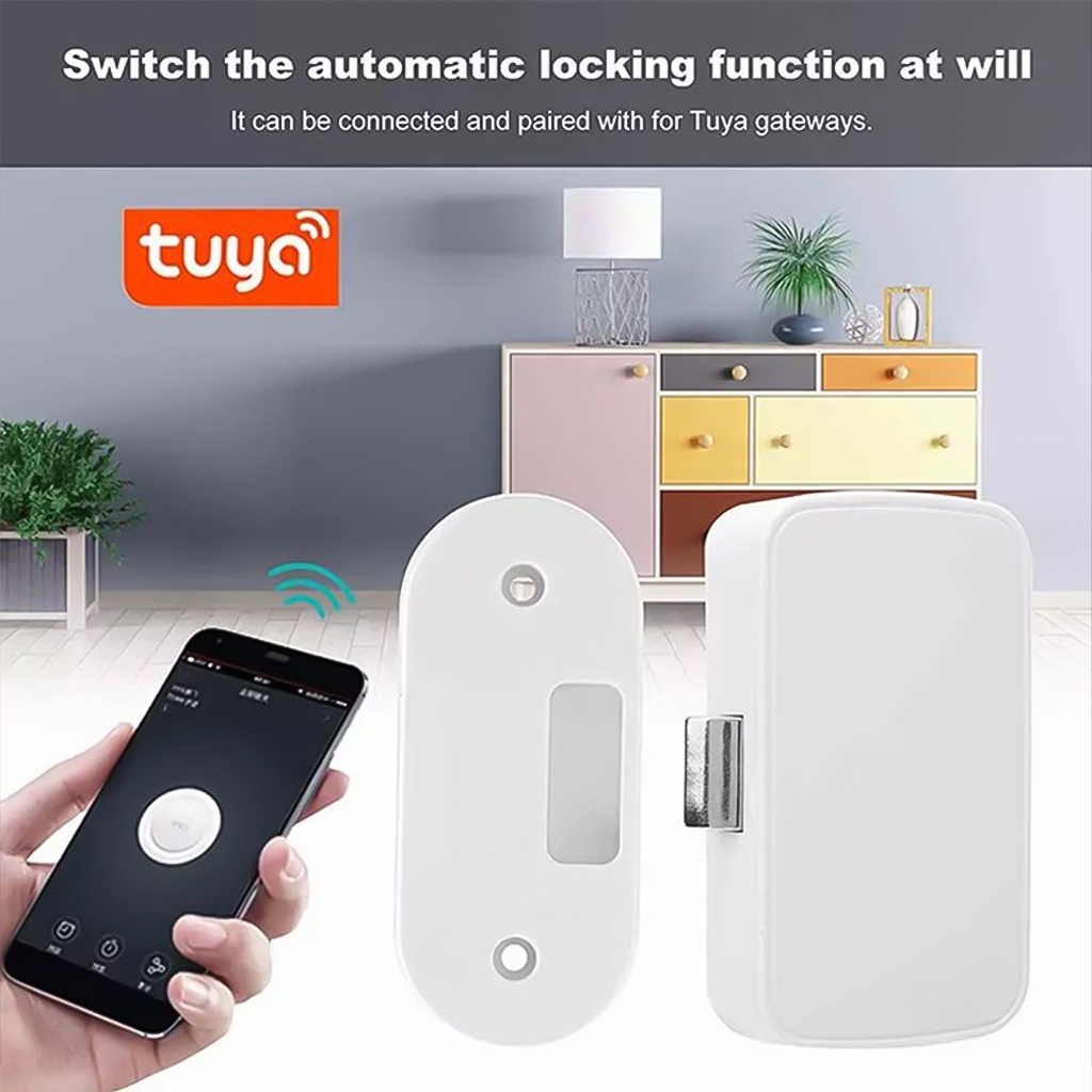 Ổ Khóa ngăn kéo tủ Điện Tử Thông Minh Tuya T1 Không Chìa Khóa , Điều Khiển Từ Xa Hỗ Trợ qua APP -dc4893