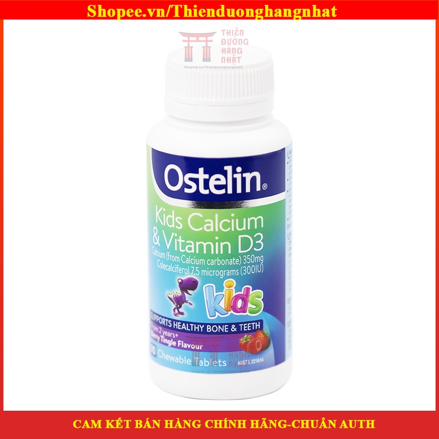 Canxi khủng long/bầu Ostelin Kids Calcium &amp; D3, Úc (90v/130v) phát triển xương, răng cho bé và mẹ bầu