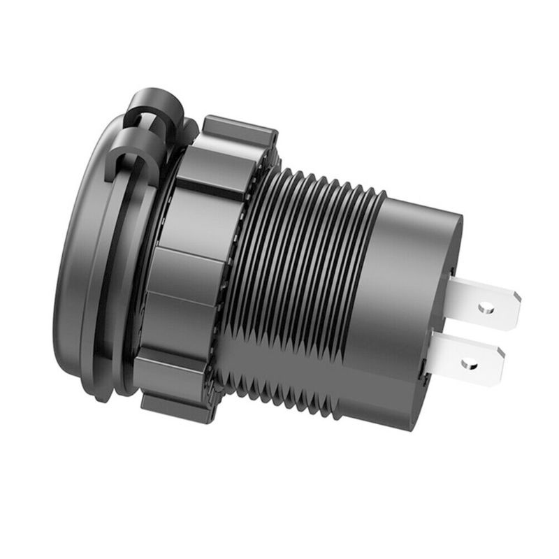 Củ sạc 5V 2.1A hai cổng USB chống nước với vôn kế hiển thị điện áp cho xe hơi/ xe máy/ tàu thuyền 12-24V