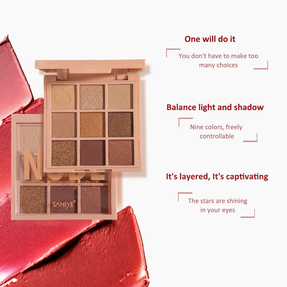 [Hàng mới về] Bảng Phấn Mắt 9 Màu Saniye Chống Thấm Nước Và Lâu Trôi Cao Cấp