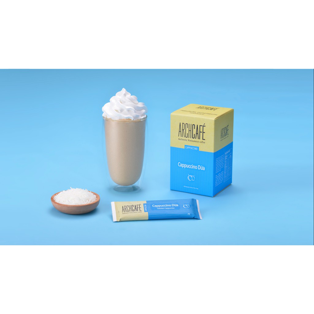 [Nhập SRAPR164 giảm 50% tối đa 20K] ( Achcafe ) Cà phê Cappuccino Dừa - Archcafé (hộp 12 gói x 20g)