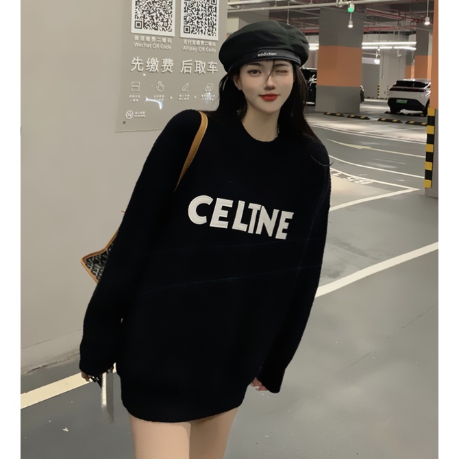Áo sweater tay dài cổ tròn phong cách Hàn Quốc cho nữ