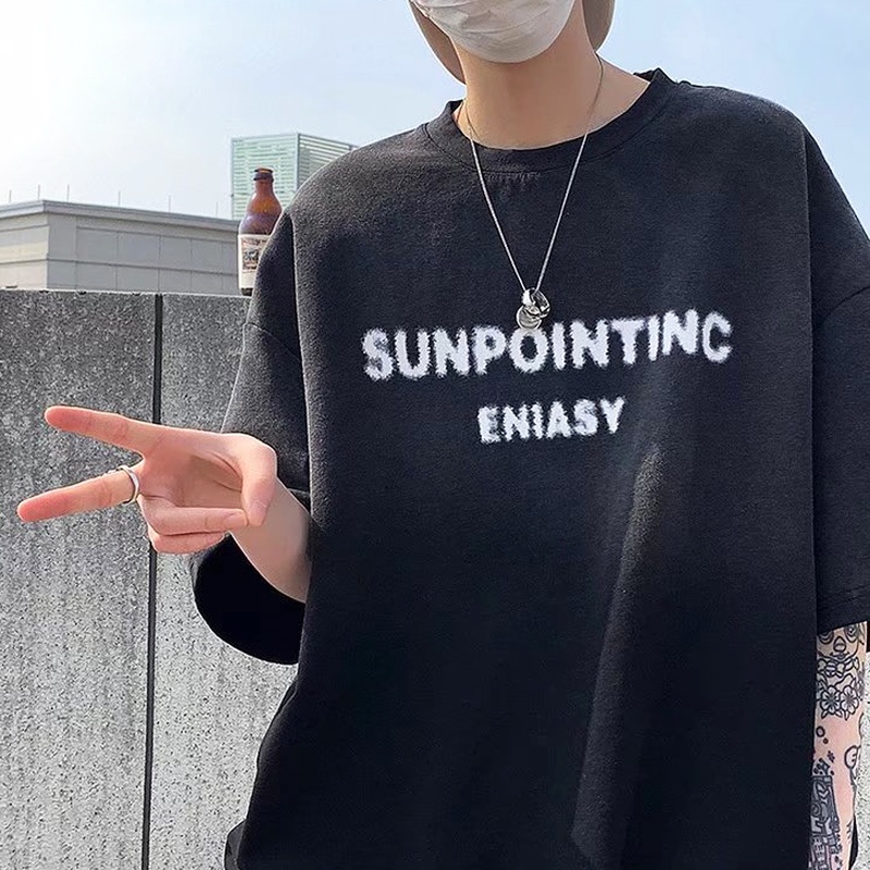 Áo Thun Tay Ngắn Dáng Rộng Nhuộm Màu Gradient Phong Cách Harajuku Thời Trang Cho Nam Size M-5XL