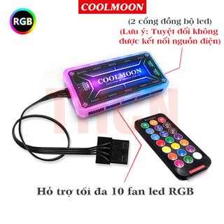 Bộ HUB Coolmoon kèm điều khiển chia Fan 10 cổng Led RGB - Phiên bản mới nhất