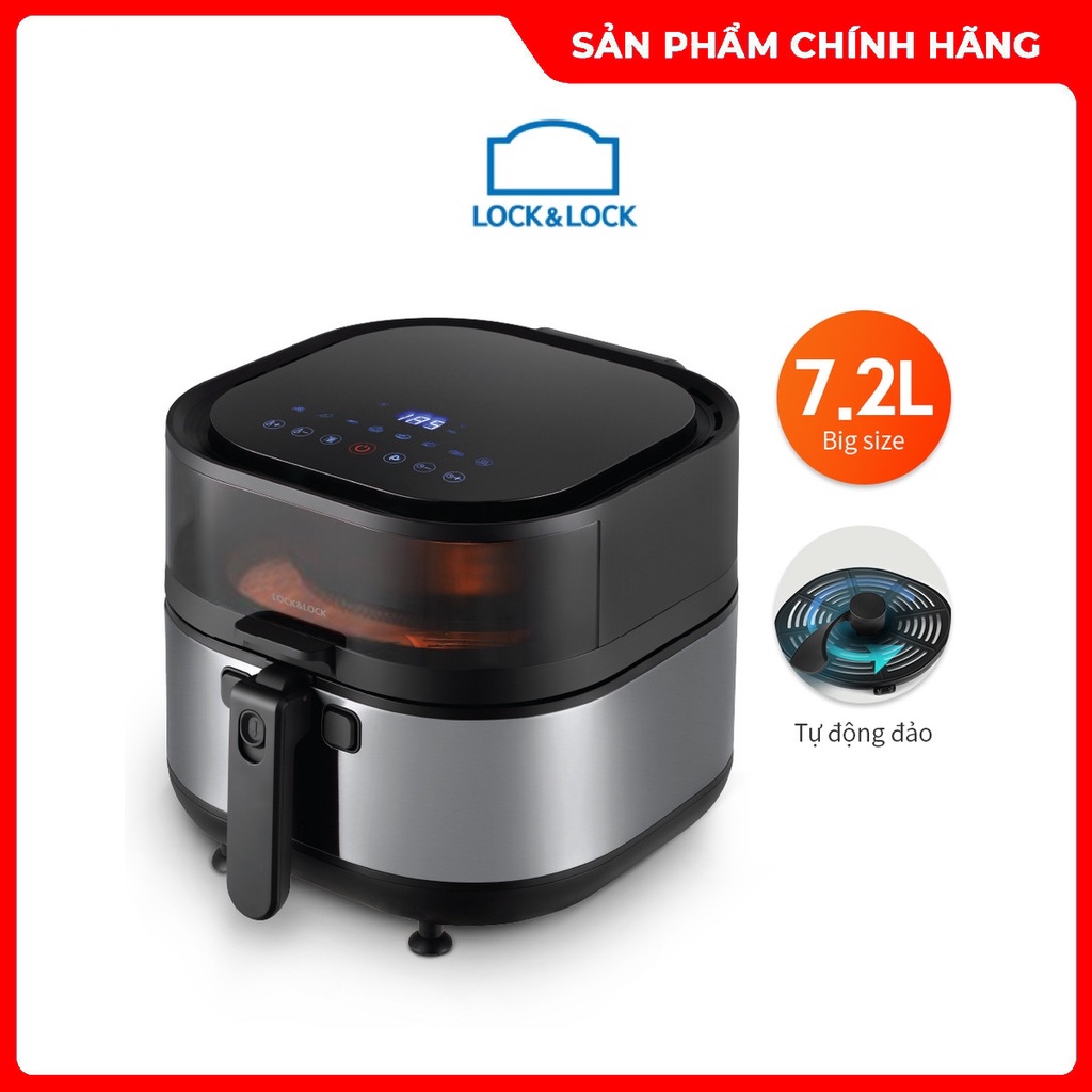 Nồi Chiên Không Dầu Lock&Lock EJF596 | EJF596BLK 7.2 Lít - Visible Stirring Air Fryer - Hàng Chính Hãng