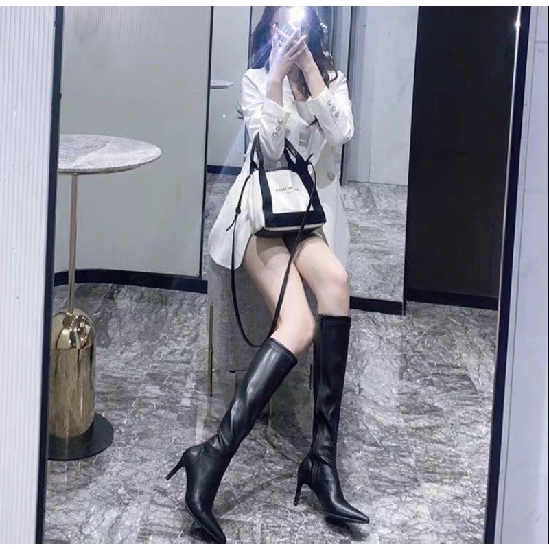 BOOTS ĐÙI GÓT NHỌN 9 PHÂN DA LÌ MỀM ÔM CHÂN