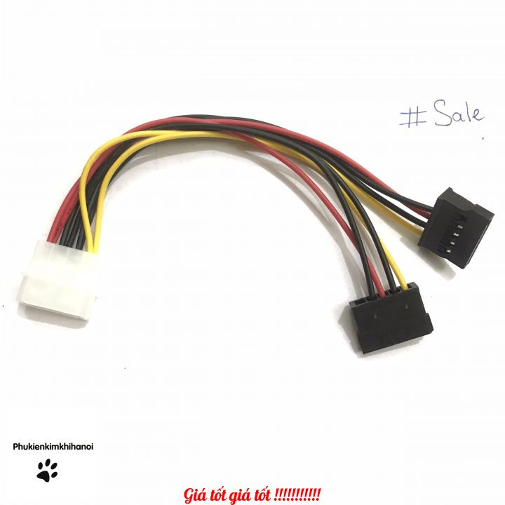 Cáp chia 2 cổng Sata từ 1 cổng ata Molex IDE cấp nguồn cho ổ cứng CAP006