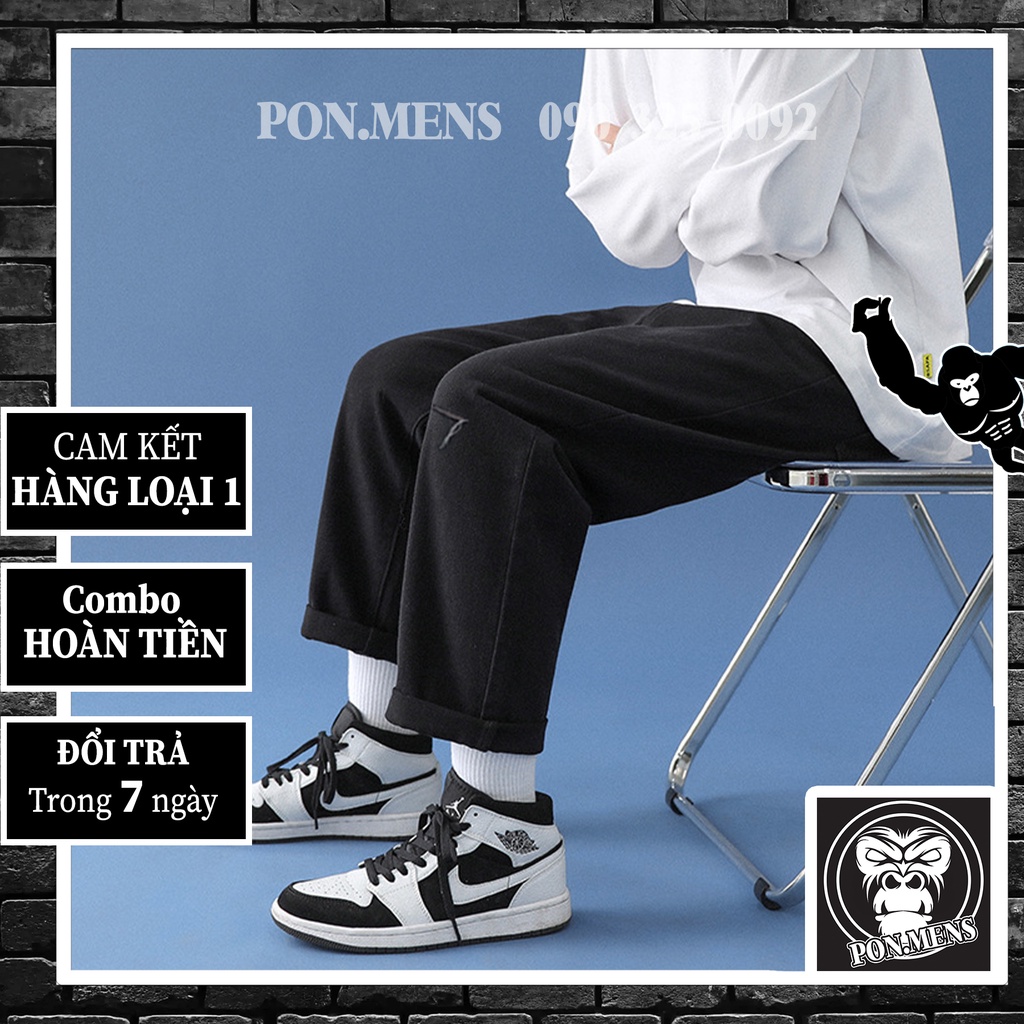 Quần bò ống rộng nam rách gối VNXK màu đen 2021 047 Pon.mens | BigBuy360 - bigbuy360.vn