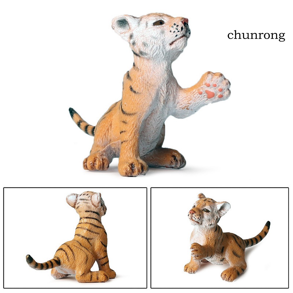 CR+1/4Pcs Kids Cute Simulated Solid Tiger Model Action Figure Toy Desktop Ornament