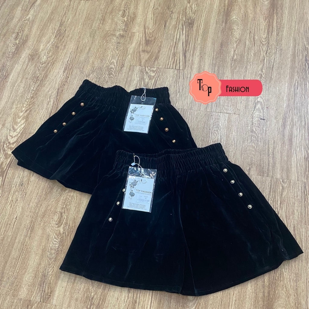 Quần short nữ nhung tăm Top Fashion 8 khuy dáng váy xoè dáng rộng | BigBuy360 - bigbuy360.vn