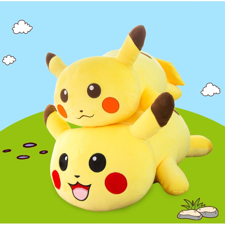 GẤU BÔNG PIKACHU NẰM DỄ THƯƠNG SIÊU CƯNG  GỐI ÔM PIKACHU MỀM MỊN CUTE, HÀNG XỊN CAO CẤP LOẠI 1