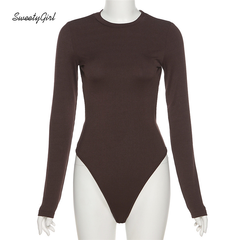 Áo liền quần hở lưng cổ tròn tay dài màu trơn thời trang nữ tính