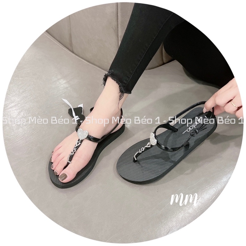 Sandal kẹp xỏ ngón móc đá hình tim fullbox hàng quảng châu cao cấp